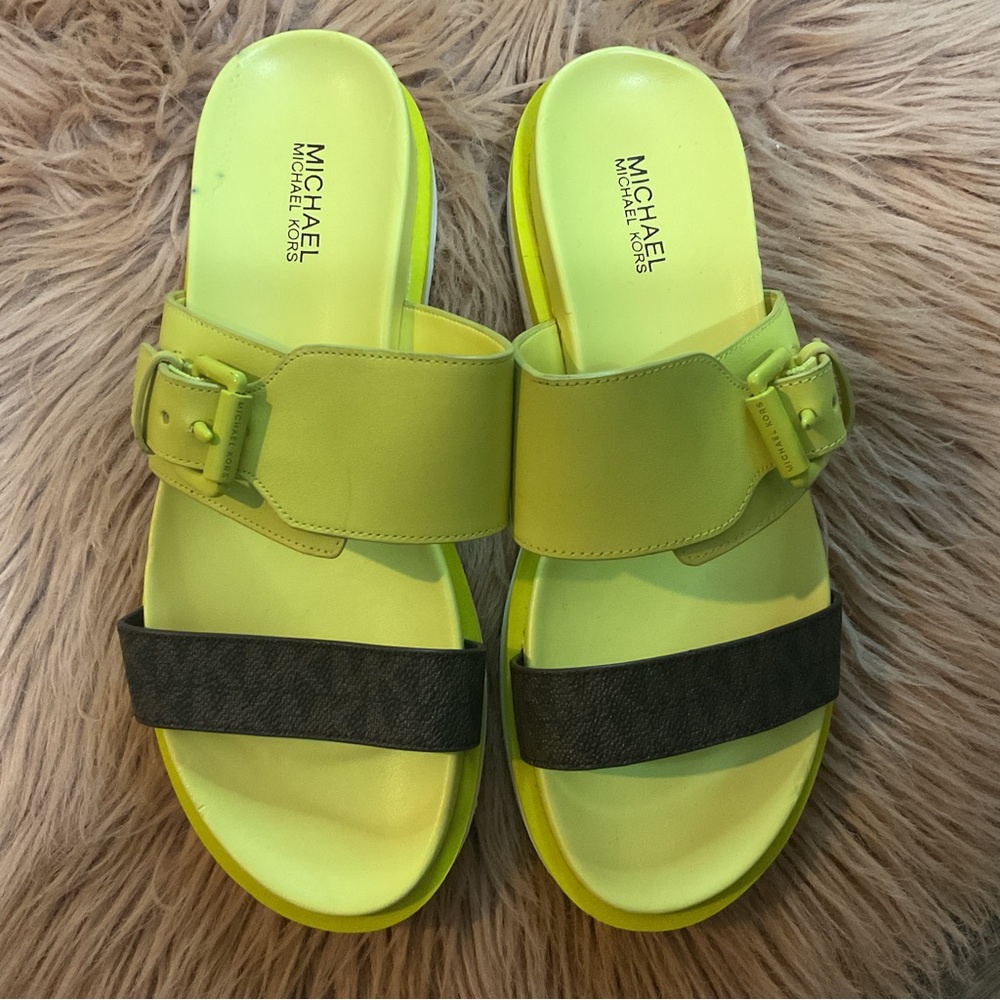Michael Michael Kors Bo Slide Sandals Lime Size 6 - Picture 2 of 13